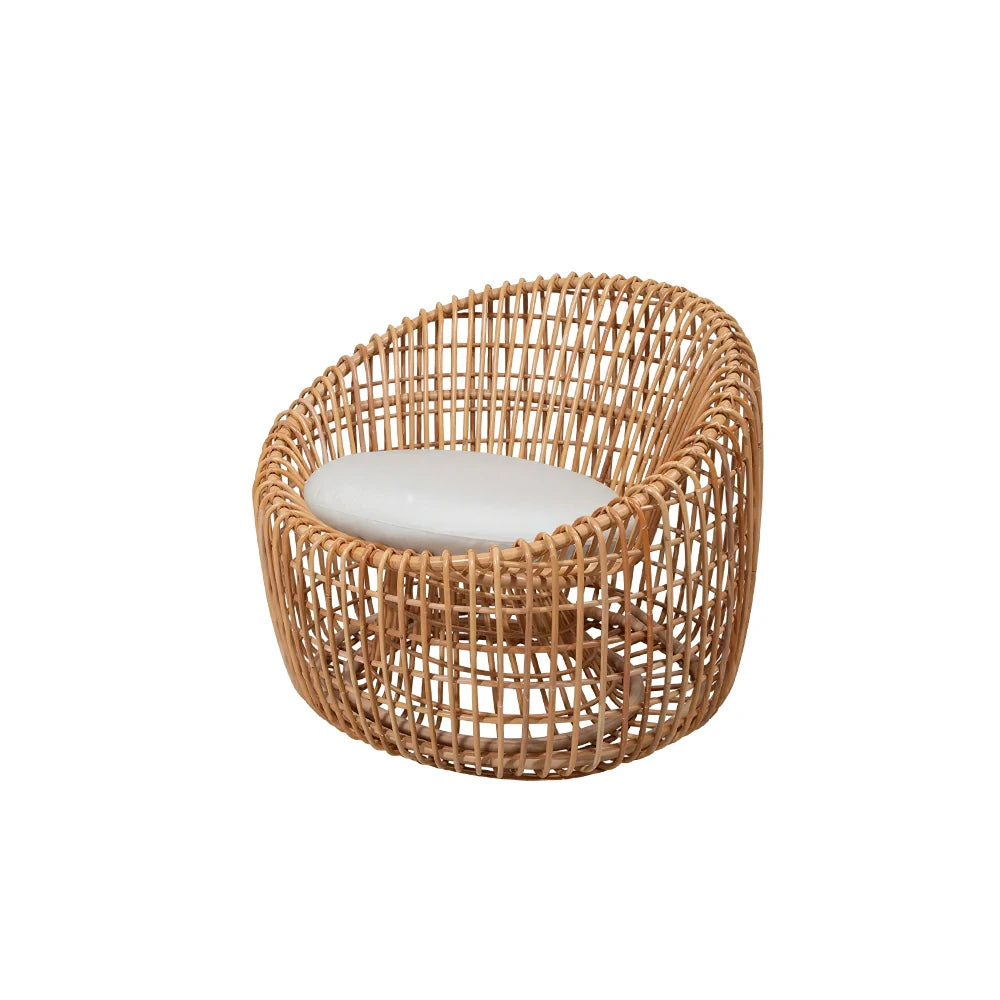 SOLARA Outdoor Round Single Sofa Chair with Imported PE Rattan for Patio Balcony Garden - Natural