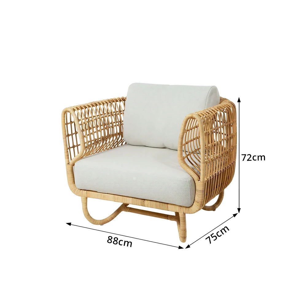 SOLARA Outdoor Single Sofa Chair with Imported PE Rattan for Patio Balcony Garden - Natural