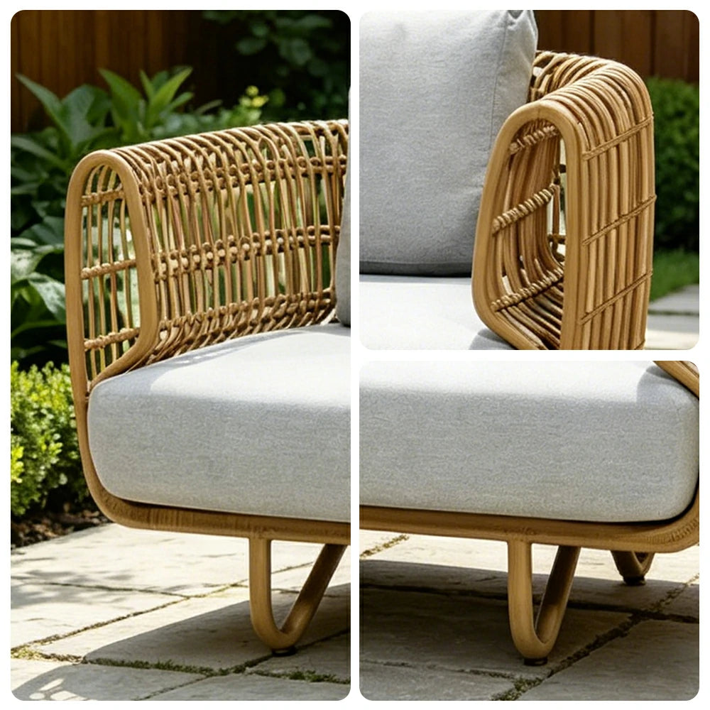 SOLARA Outdoor 2-Seater Sofa with Imported PE Rattan for Patio Balcony Garden - Natural