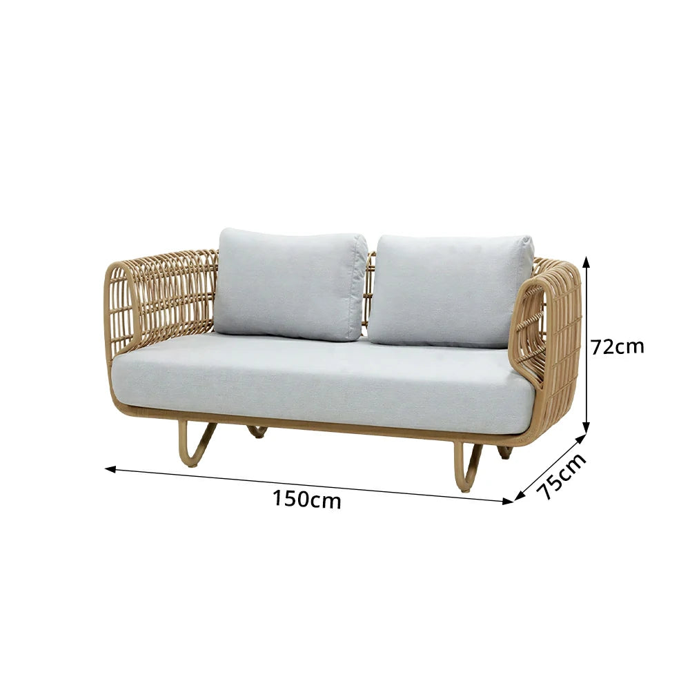 SOLARA Outdoor 2-Seater Sofa with Imported PE Rattan for Patio Balcony Garden - Natural