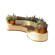 SOLARA 240/260/280cm Integrated Planter Bench Thick Metal Frame with Curved Design for Commercial Street Park Cafe