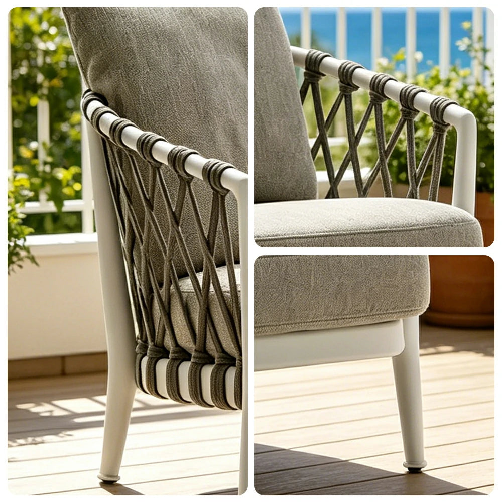 SOLARA Outdoor Small Single Sofa Chair with Waterproof Fabric, 45D High-Density Foam for Patio Garden - Grey