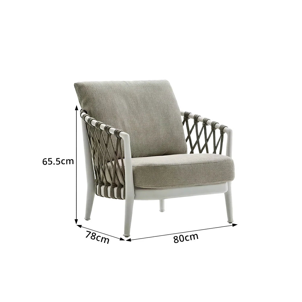 SOLARA Outdoor Small Single Sofa Chair with Waterproof Fabric, 45D High-Density Foam for Patio Garden - Grey