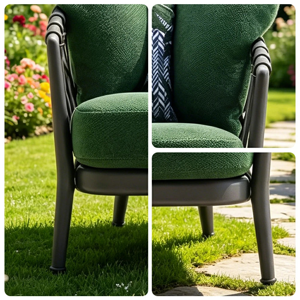 SOLARA Outdoor Large Single Sofa Chair - Waterproof Fabric, 45D High-Density Foam for Patio Garden - Green