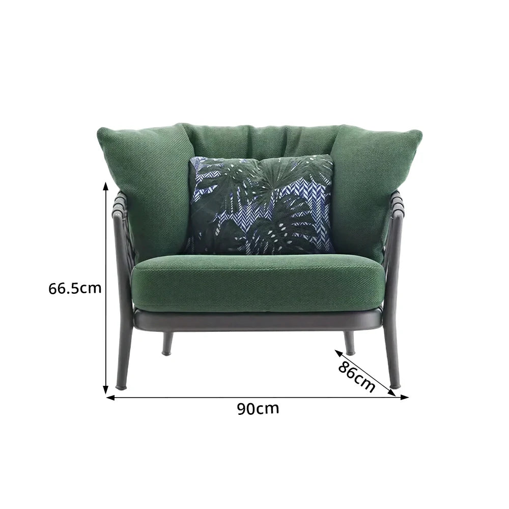 SOLARA Outdoor Large Single Sofa Chair - Waterproof Fabric, 45D High-Density Foam for Patio Garden - Green