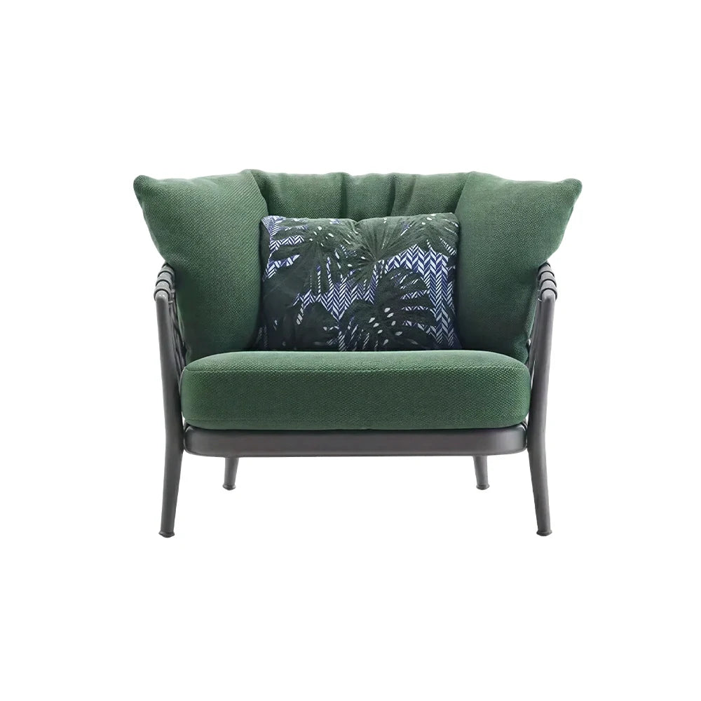 SOLARA Outdoor Large Single Sofa Chair - Waterproof Fabric, 45D High-Density Foam for Patio Garden - Green