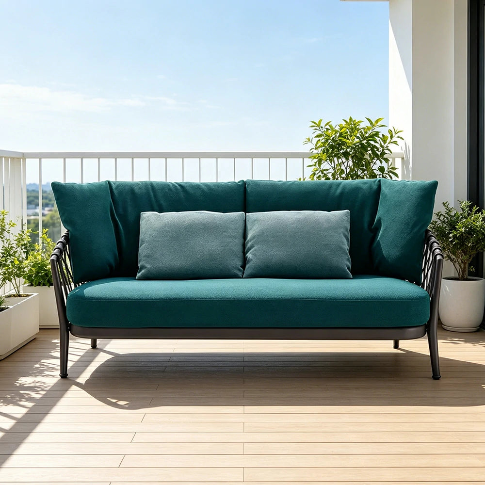 SOLARA Outdoor 2-Seater Sofa - Waterproof Fabric, 45D High-Density Foam for Patio Garden - Blue