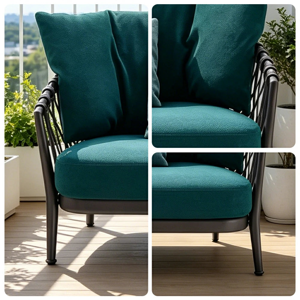 SOLARA Outdoor 2-Seater Sofa - Waterproof Fabric, 45D High-Density Foam for Patio Garden - Blue