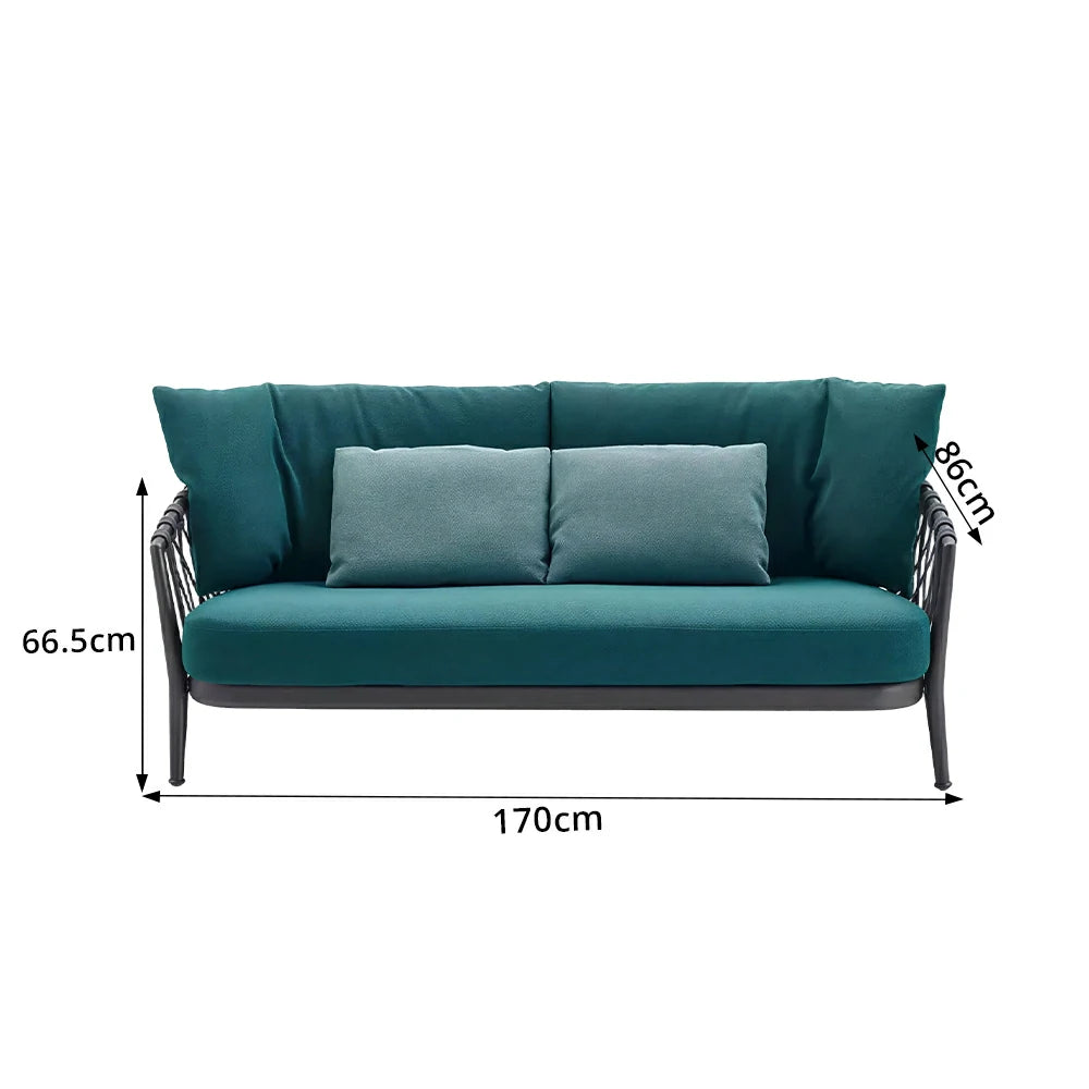 SOLARA Outdoor 2-Seater Sofa - Waterproof Fabric, 45D High-Density Foam for Patio Garden - Blue
