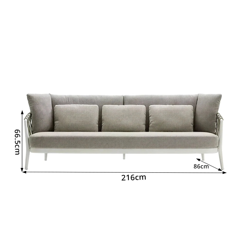 SOLARA Outdoor 3-Seater Sofa - Waterproof Fabric, 45D High-Density Foam for Patio Garden - Beige