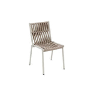 SOLARA Outdoor Armless Rope Dining Chair - Handwoven Seat, Aluminium Frame for Patio Garden - White