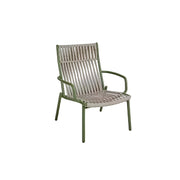 SOLARA Outdoor High Back Rope Lounge Chair - Handwoven Seat, Armrests, Aluminium Frame for Patio Garden - Green