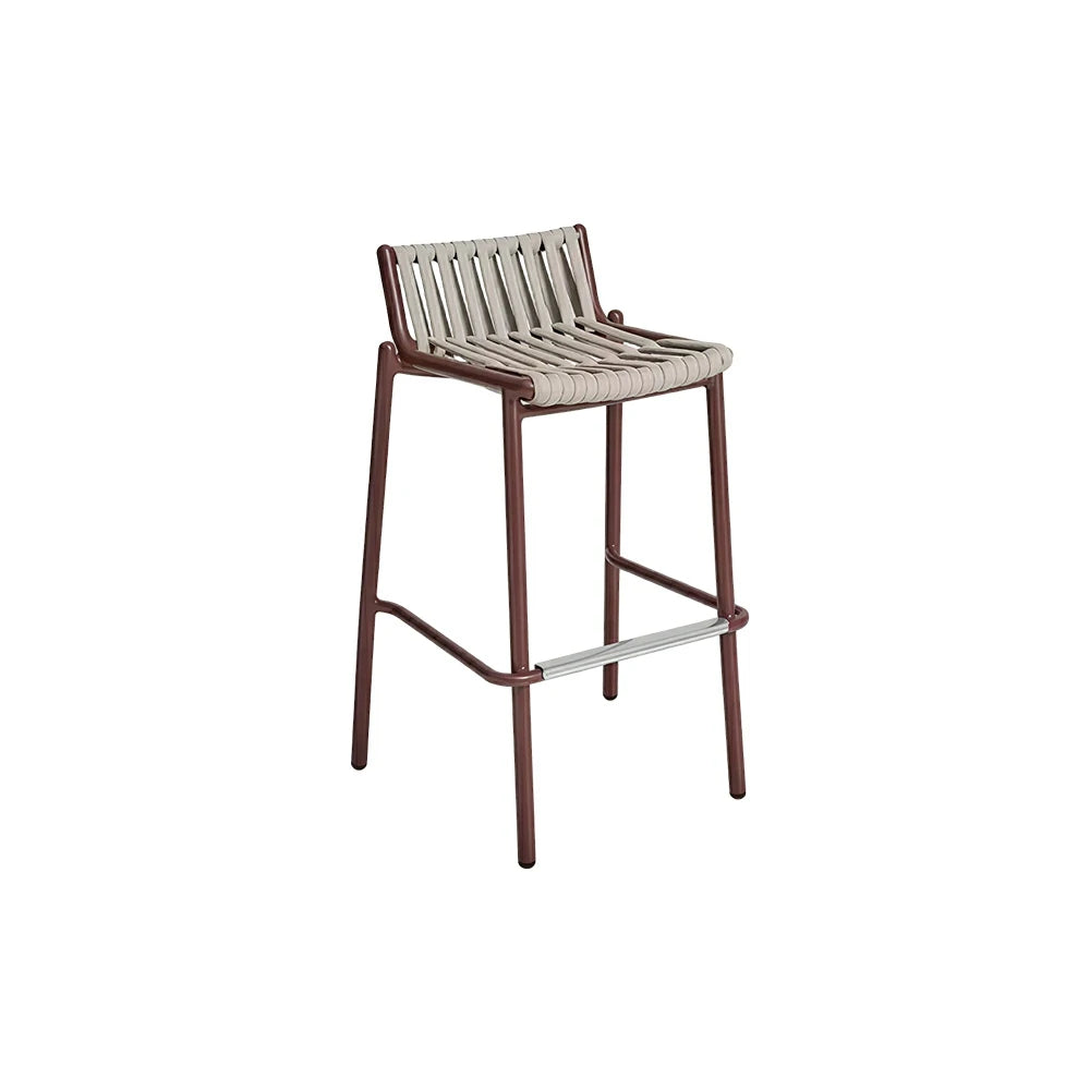 SOLARA Outdoor Rope Bar Chair - Handwoven Seat, Aluminium Frame with Footrest for Patio Garden - Brown