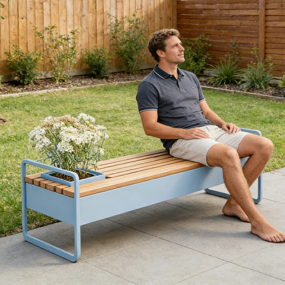 SOLARA 180/200/220cm Outdoor Planter Bench Greenery and Seating in One for Plaza Scenic Area Community Courtyard