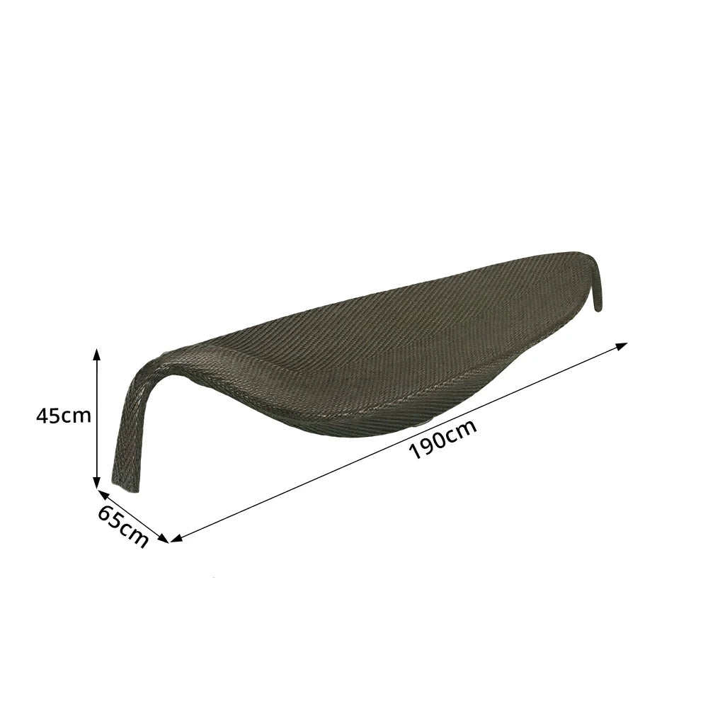 SOLARA Outdoor Rattan Sun Lounger - Leaf Shape, PE Wicker with Iron Frame for Poolside Patio - Brown