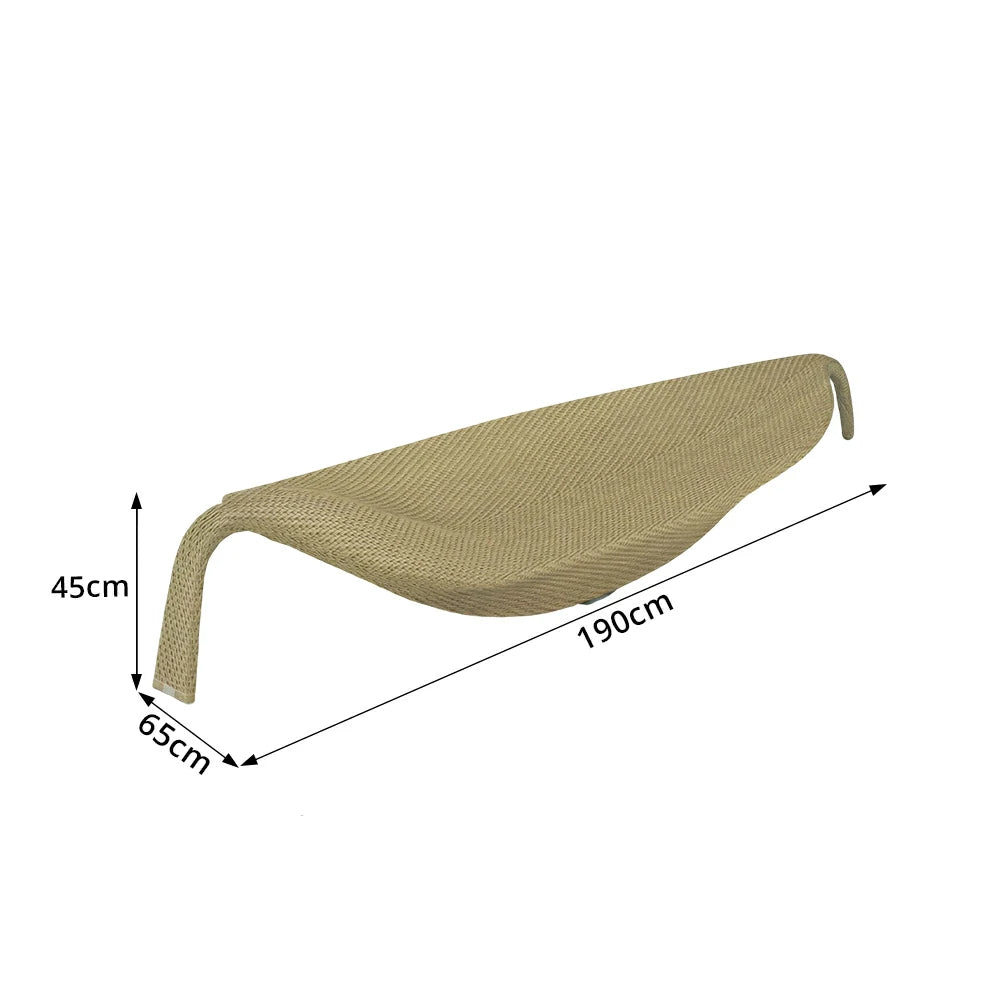 SOLARA Outdoor Rattan Sun Lounger - Leaf Shape, PE Wicker with Iron Frame for Poolside Patio - Khaki