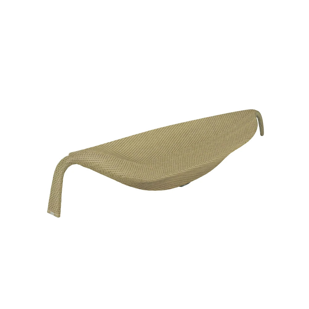 SOLARA Outdoor Rattan Sun Lounger - Leaf Shape, PE Wicker with Iron Frame for Poolside Patio - Khaki