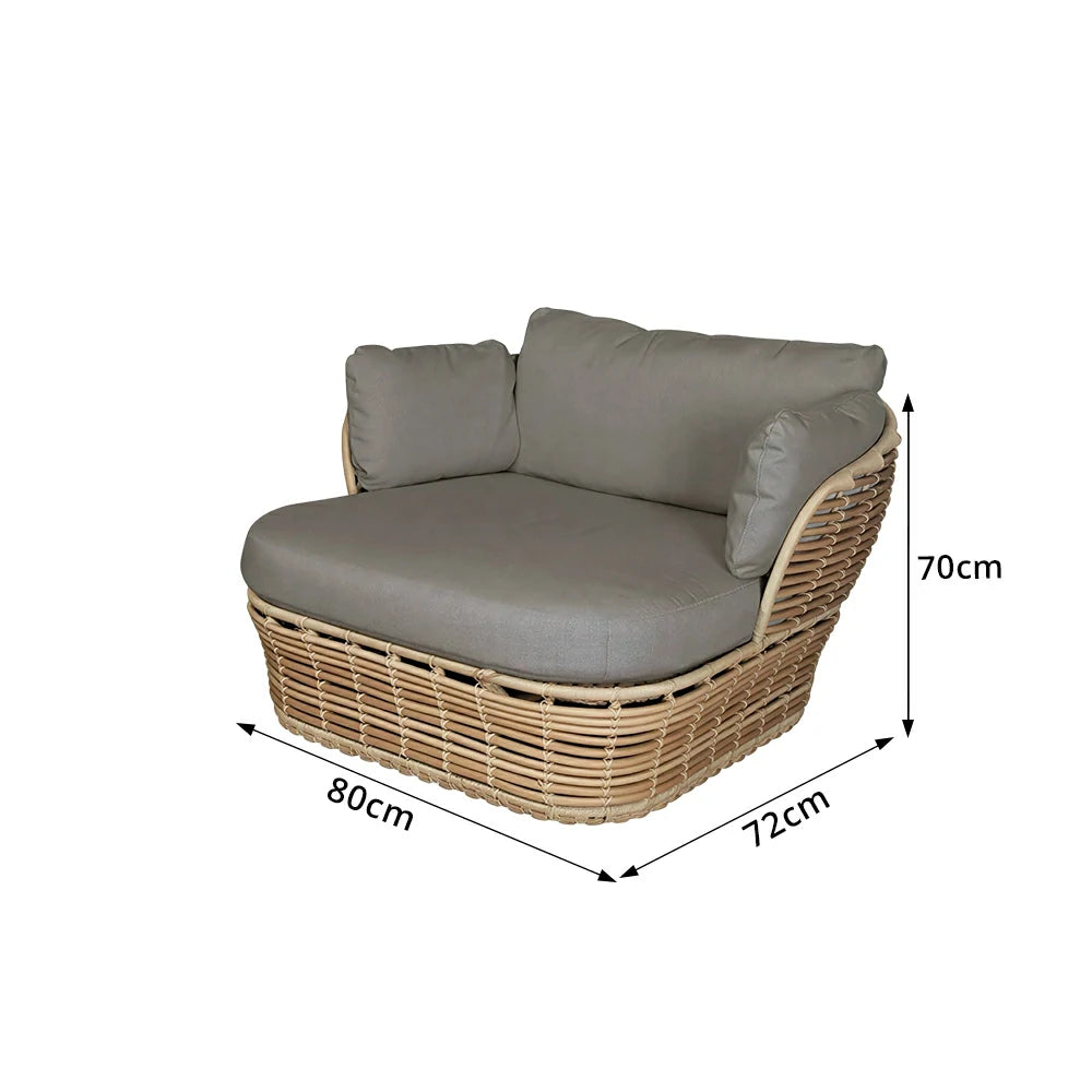 SOLARA Outdoor Rattan Single Sofa - PE Wicker, Water-Resistant Fabric, High-Density Foam - Yellow