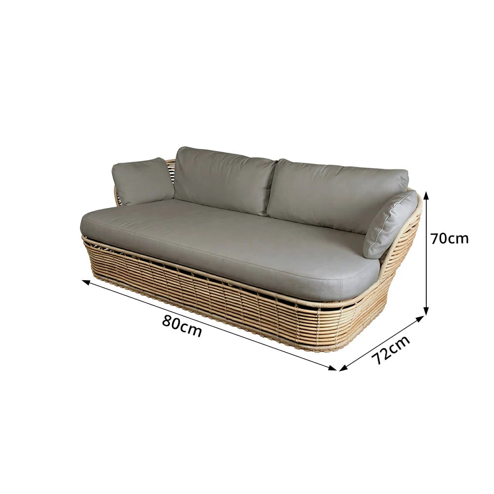 SOLARA Outdoor Rattan 2-Seater Sofa - PE Wicker, Water-Resistant Fabric, High-Density Foam - Yellow