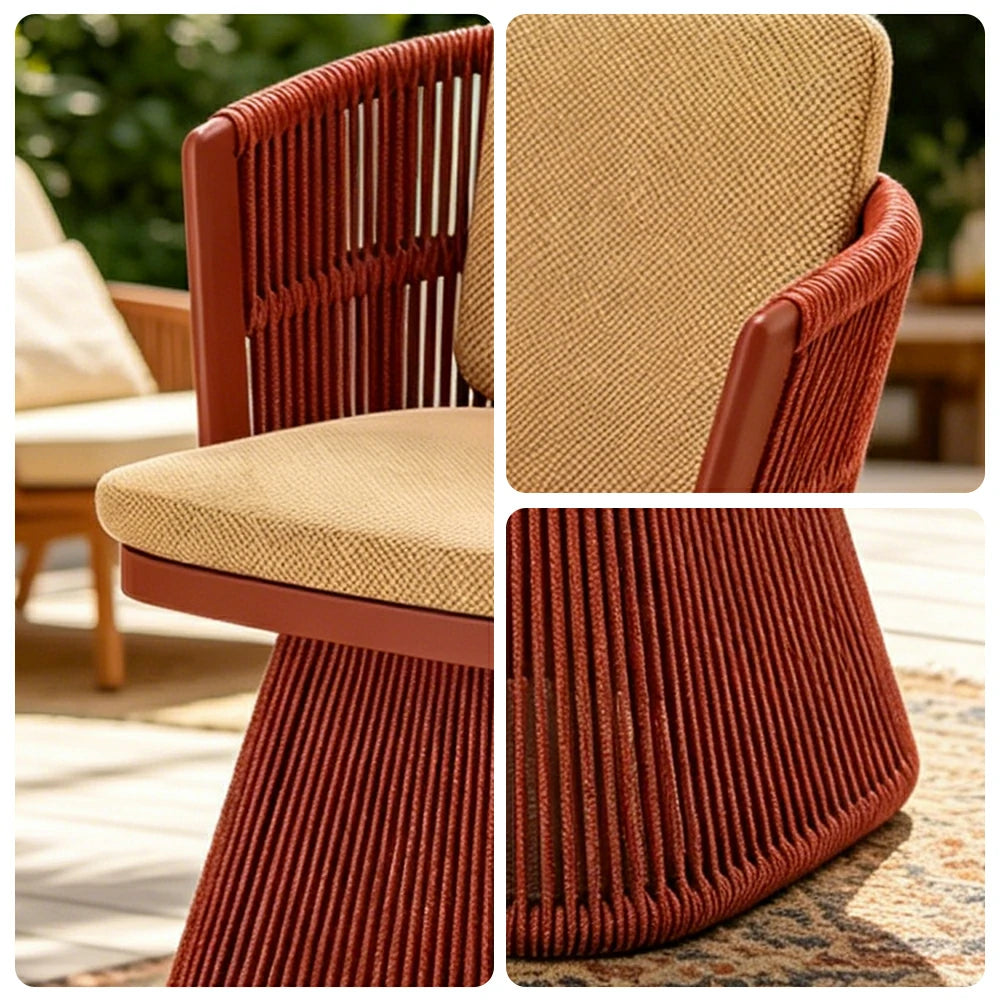 SOLARA Outdoor Swivel Rattan Dining Chair - PE Wicker, Waterproof Fabric, High-Density Foam - Red