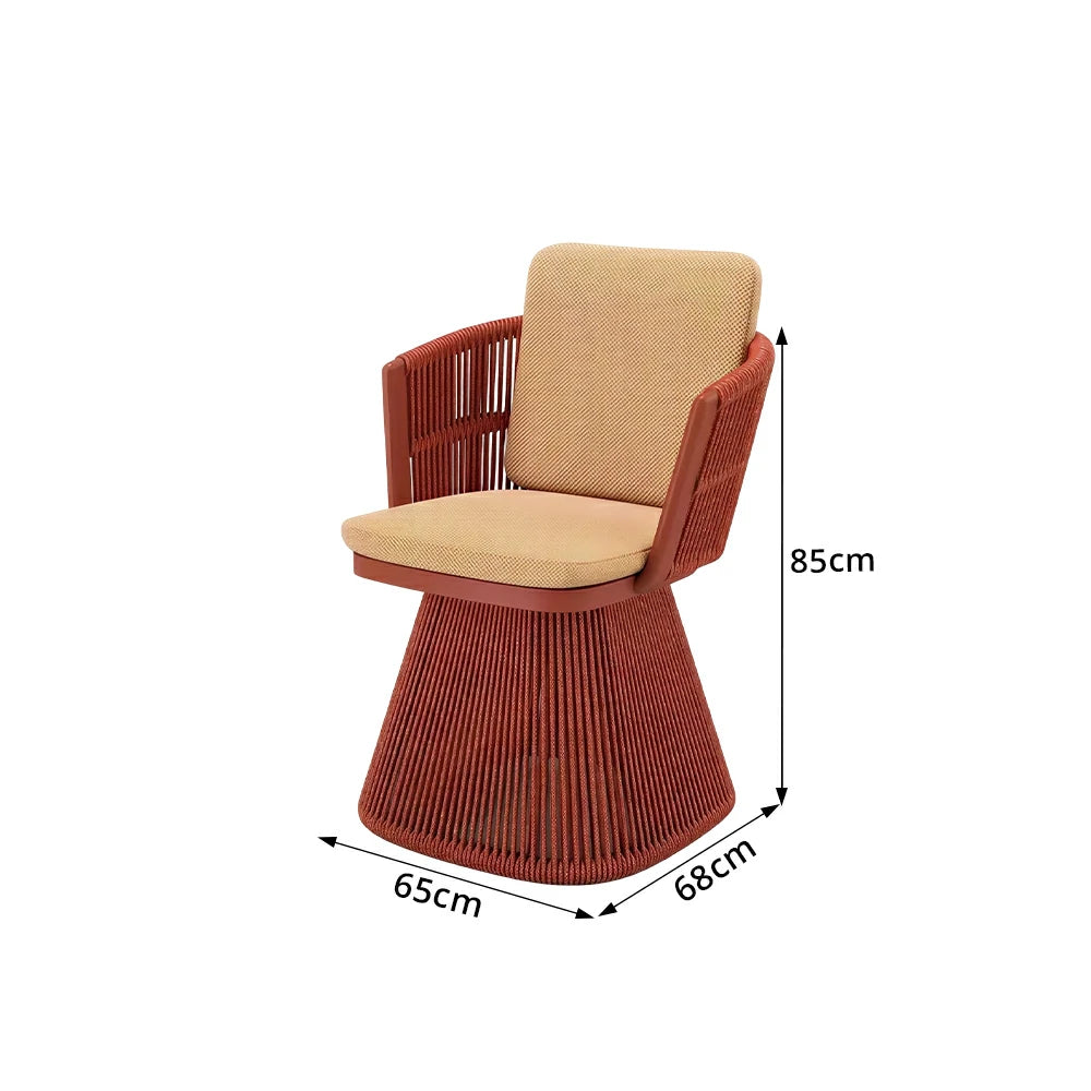 SOLARA Outdoor Swivel Rattan Dining Chair - PE Wicker, Waterproof Fabric, High-Density Foam - Red