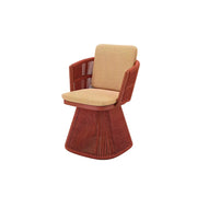 SOLARA Outdoor Swivel Rattan Dining Chair - PE Wicker, Waterproof Fabric, High-Density Foam - Red