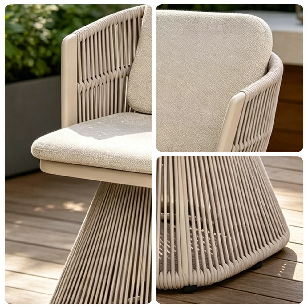 SOLARA Outdoor Swivel Rattan Dining Chair - PE Wicker, Waterproof Fabric, High-Density Foam - White