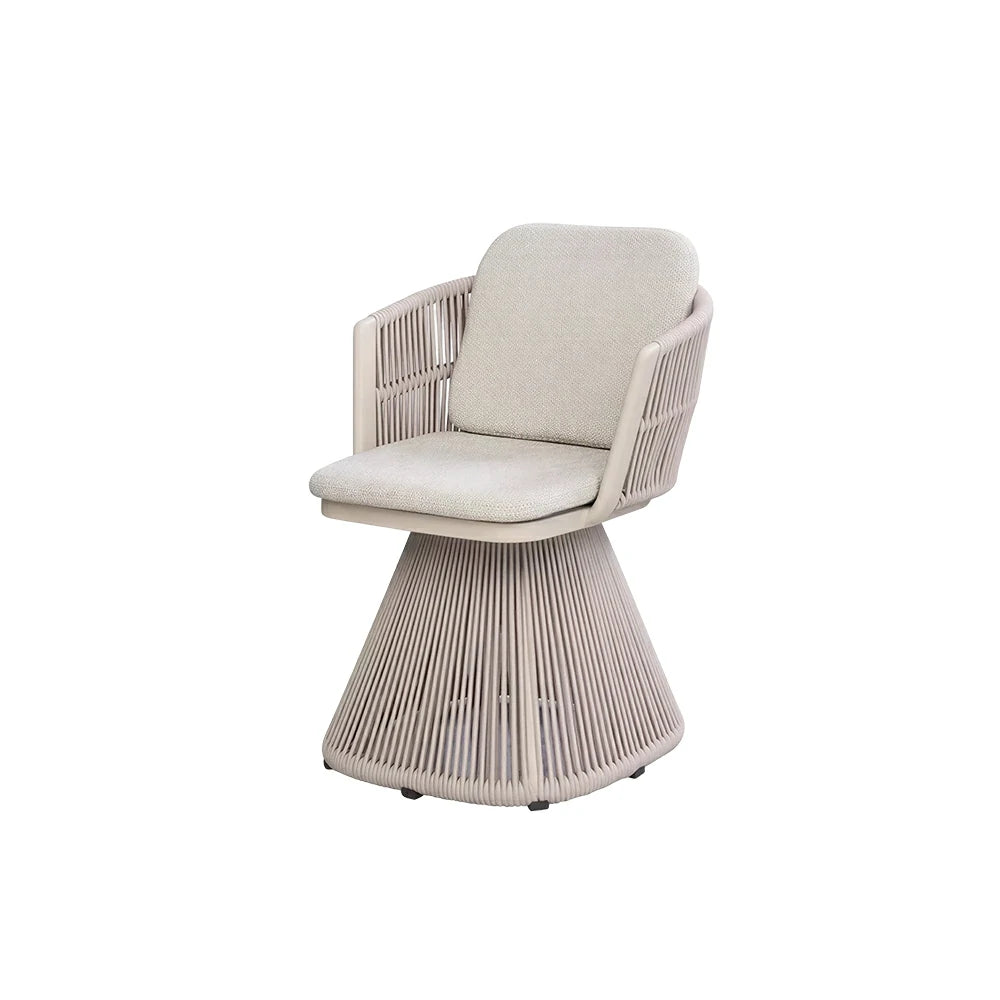 SOLARA Outdoor Swivel Rattan Dining Chair - PE Wicker, Waterproof Fabric, High-Density Foam - White