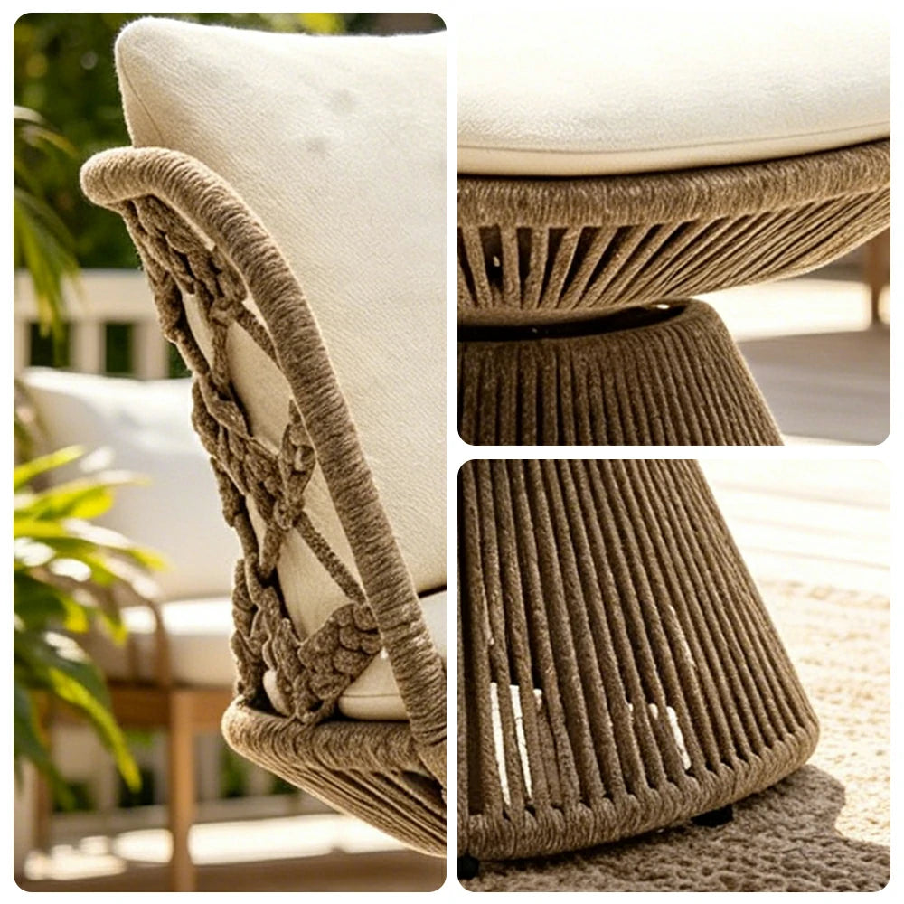 SOLARA Outdoor Swivel Lounge Chair - Aluminium Frame, Rope Weave, Cushioned Seat for Patio Garden - Grey