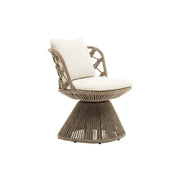 SOLARA Outdoor Swivel Lounge Chair - Aluminium Frame, Rope Weave, Cushioned Seat for Patio Garden - Grey
