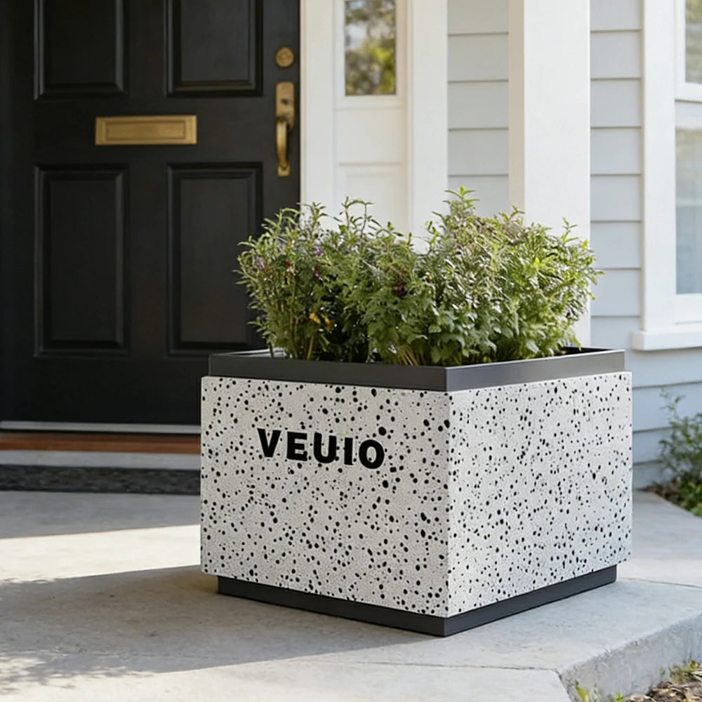 SOLARA 80/100/120cm Modern Freestanding Planter Galvanized Steel with High-Temp Coating for Commercial Street Courtyard Cafe