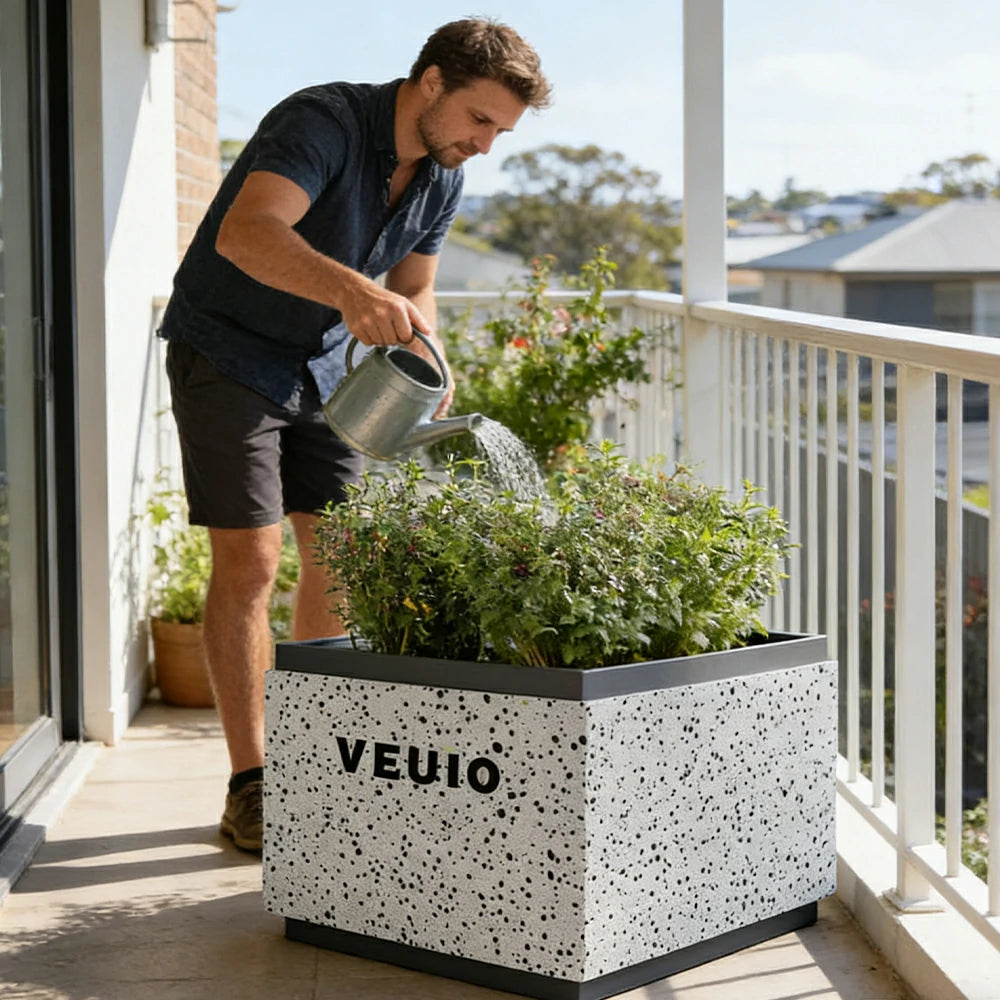 SOLARA 80/100/120cm Modern Freestanding Planter Galvanized Steel with High-Temp Coating for Commercial Street Courtyard Cafe