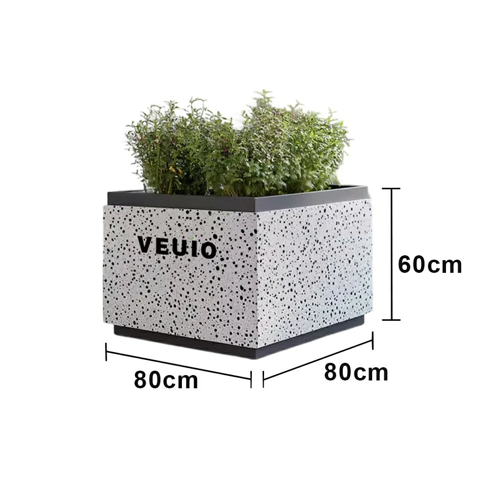 SOLARA 80/100/120cm Modern Freestanding Planter Galvanized Steel with High-Temp Coating for Commercial Street Courtyard Cafe