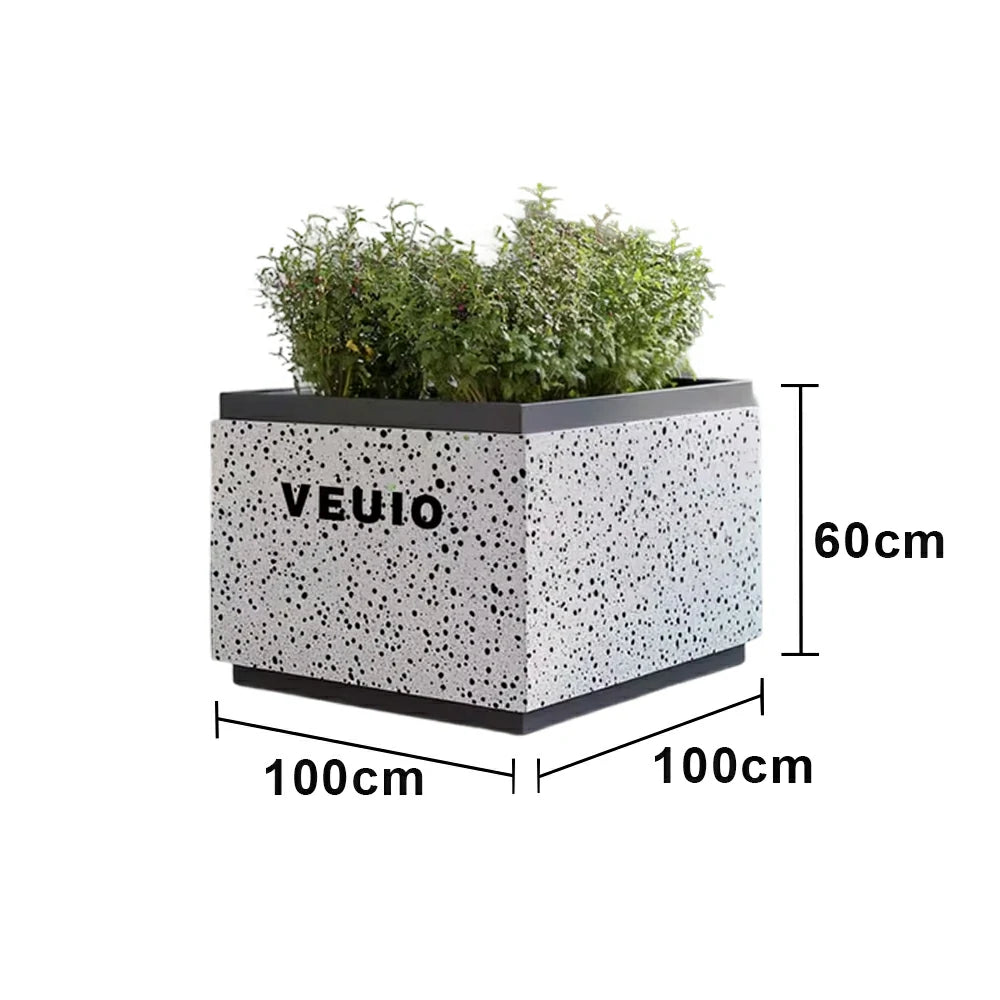 SOLARA 80/100/120cm Modern Freestanding Planter Galvanized Steel with High-Temp Coating for Commercial Street Courtyard Cafe