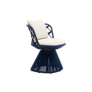 SOLARA Outdoor Swivel Lounge Chair - Aluminium Frame, Rope Weave, Cushioned Seat for Patio Garden - Blue
