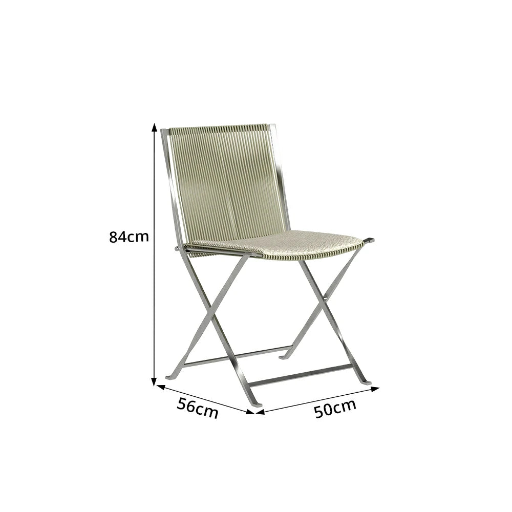 SOLARA Outdoor Folding Rattan Dining Chair - Aluminium Frame, Woven Seat for Patio Garden - Beige