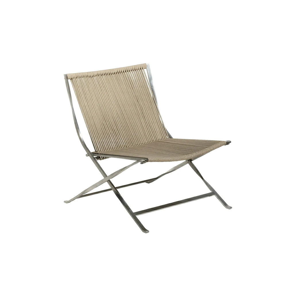 SOLARA Outdoor Folding Rattan Lounge Chair - Aluminium Frame, Woven Seat for Patio Garden - Beige