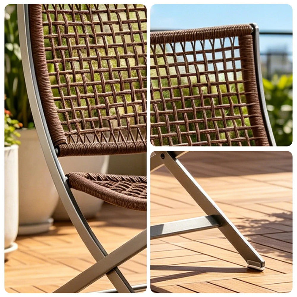 SOLARA Outdoor Woven Rattan Lounge Chair - Aluminium Frame, Open Weave Seat for Patio Garden - Brown