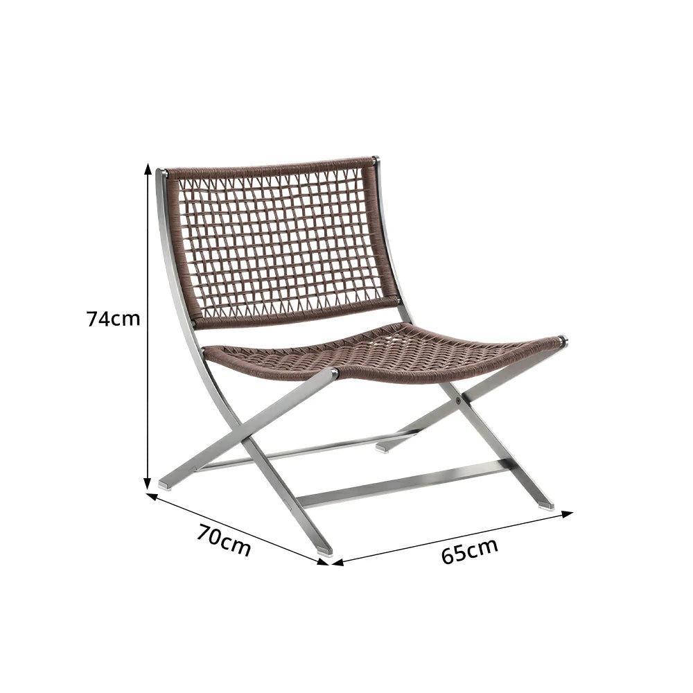 SOLARA Outdoor Woven Rattan Lounge Chair - Aluminium Frame, Open Weave Seat for Patio Garden - Brown