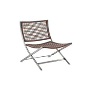 SOLARA Outdoor Woven Rattan Lounge Chair - Aluminium Frame, Open Weave Seat for Patio Garden - Brown