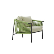 SOLARA Outdoor Rope Lounge Chair - Aluminium Frame, Cushioned Seat for Patio Garden - Green