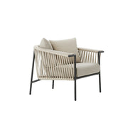 SOLARA Outdoor Rope Lounge Chair - Aluminium Frame, Cushioned Seat for Patio Garden - Beige