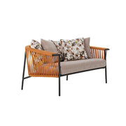 SOLARA Outdoor 2-Seater Rope Sofa - Aluminium Frame, Cushioned Seat for Patio Garden - Orange Red