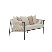 SOLARA Outdoor 2-Seater Rope Sofa - Aluminium Frame, Cushioned Seat for Patio Garden - Beige