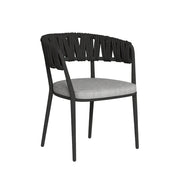 SOLARA Outdoor Rope Armchair - Aluminium Frame, Quick-Dry Woven Back, Cushioned Seat for Patio Garden - Black