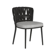SOLARA Outdoor Rope Back Dining Chair - Aluminium Frame, Quick-Dry Cushion for Patio Garden - Black
