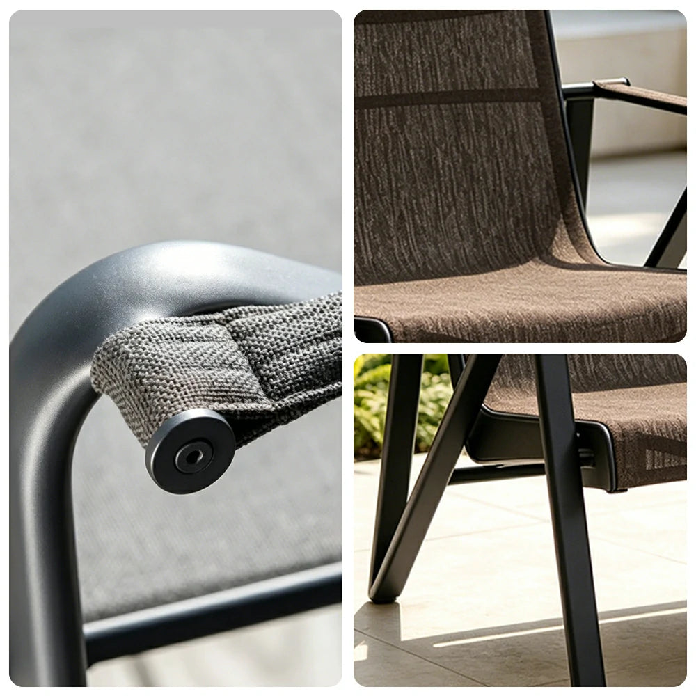 SOLARA Outdoor Cole Leisure Chair - 1.5mm Aluminium Tube, Teslin Mesh Seat for Patio Garden - Matte Black