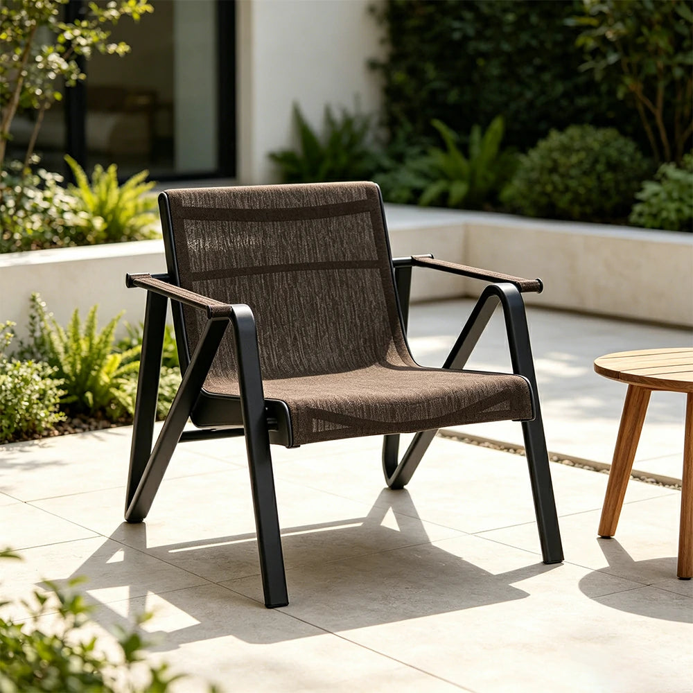 SOLARA Outdoor Cole Leisure Chair - 1.5mm Aluminium Tube, Teslin Mesh Seat for Patio Garden - Matte Black