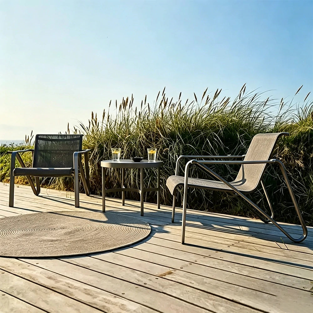 SOLARA Outdoor Cole Leisure Chair - 1.5mm Aluminium Tube, Teslin Mesh Seat for Patio Garden - Matte Black