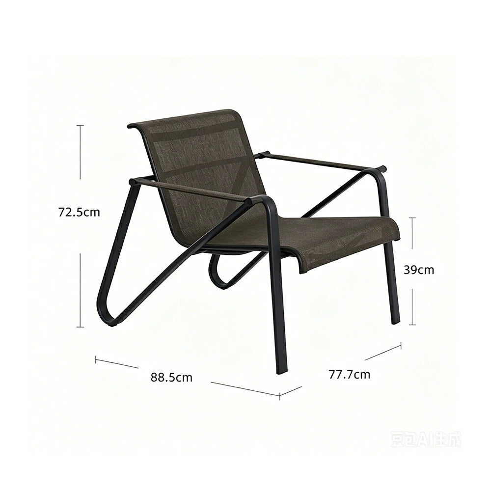 SOLARA Outdoor Cole Leisure Chair - 1.5mm Aluminium Tube, Teslin Mesh Seat for Patio Garden - Matte Black